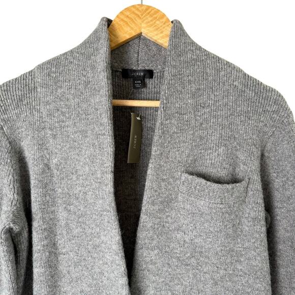 NWT J.Crew Cocoon Sweater Blazer Wool Merino Alpaca in Light Gray, Size XS - Picture 3 of 12